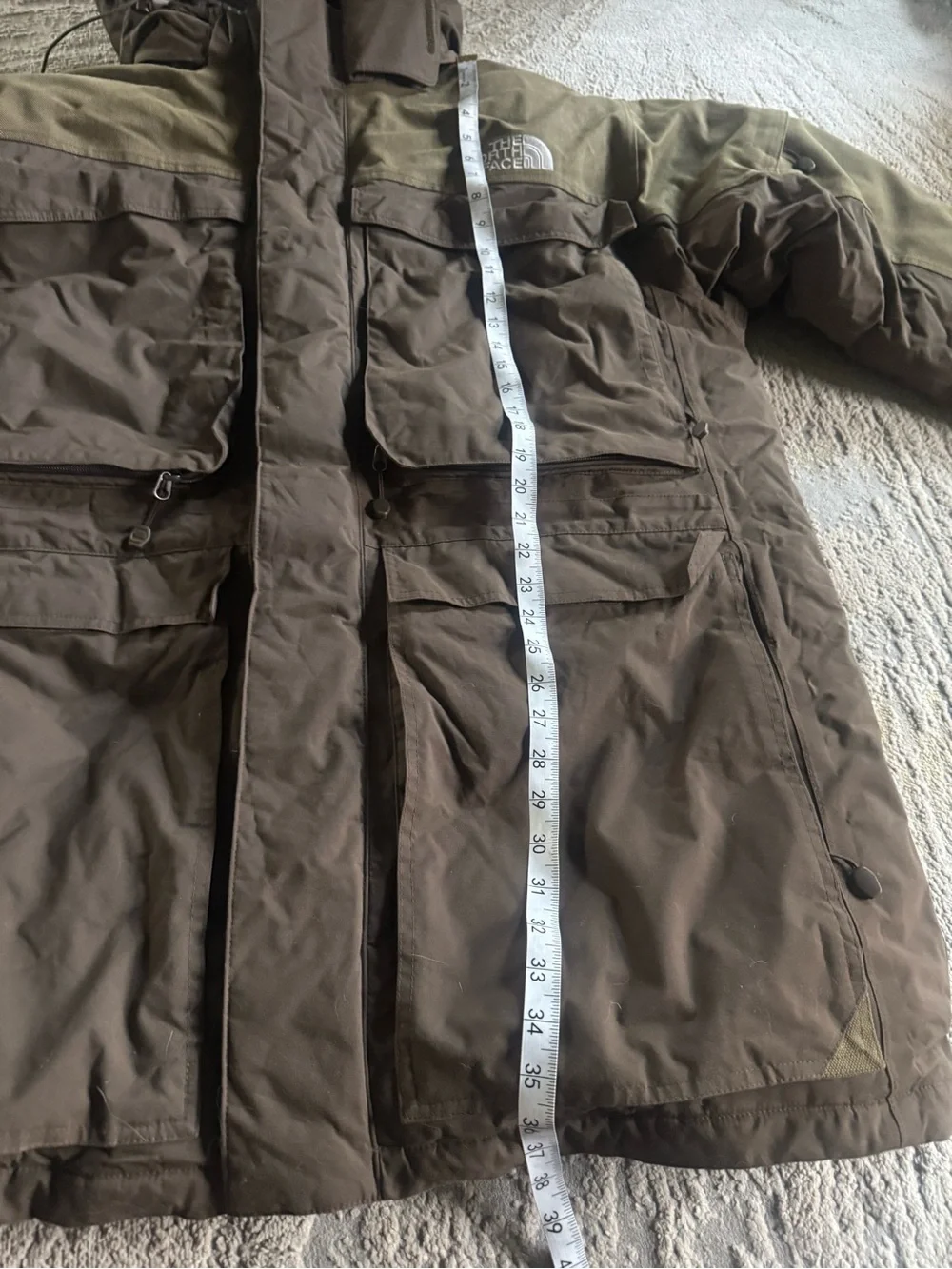 The North Face Olive Green Parka goose down Jacket hooded Hyvent XXL